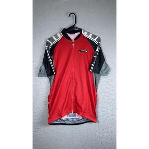 ASSOS Cycling Jersey Mens Medium Red Black Full Zip Short Sleeve Bike Shirt
